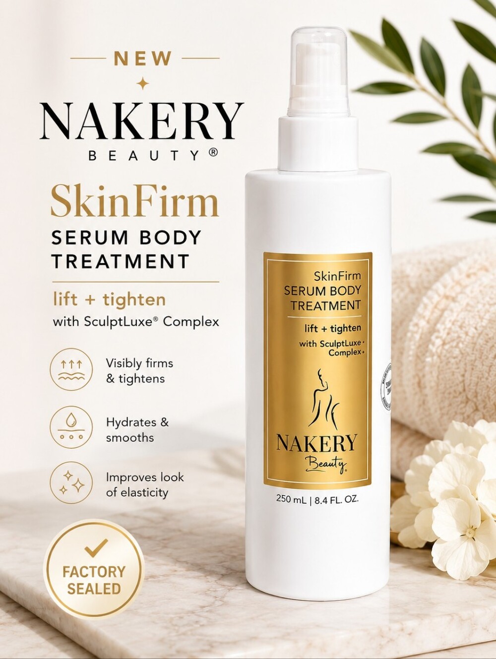 Nakery Beauty SkinFirm Serum Body Treatment 8.4 oz Factory Sealed New